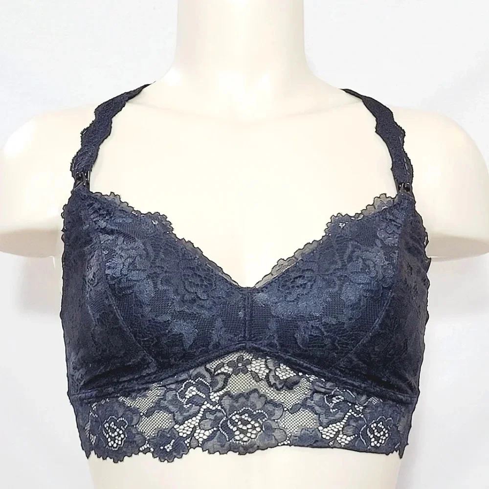 MEDIUM Gilligan Lace Pullover Nursing Wire Free Bralette‎ Black NWT